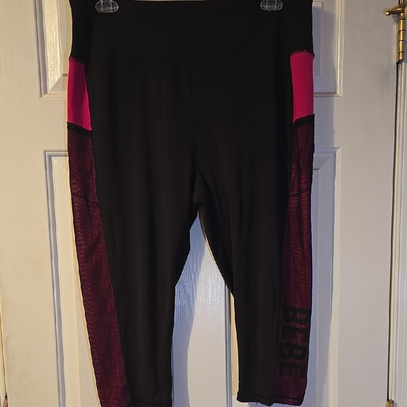 bebe Pants - Bebe Black Leggings with Pink Panels